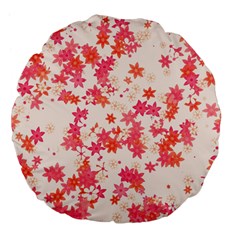 Vermilion And Coral Floral Print Large 18  Premium Flano Round Cushions by SpinnyChairDesigns