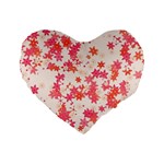 Vermilion and Coral Floral Print Standard 16  Premium Flano Heart Shape Cushions Front