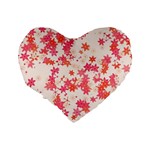 Vermilion and Coral Floral Print Standard 16  Premium Flano Heart Shape Cushions Back