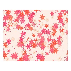 Vermilion And Coral Floral Print Double Sided Flano Blanket (large)  by SpinnyChairDesigns