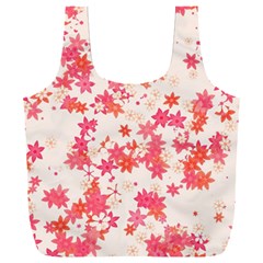 Vermilion And Coral Floral Print Full Print Recycle Bag (xxl) by SpinnyChairDesigns