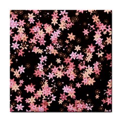 Pink Lilies On Black Tile Coaster by SpinnyChairDesigns