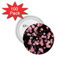 Pink Lilies On Black 1 75  Buttons (100 Pack)  by SpinnyChairDesigns