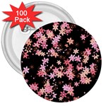 Pink Lilies on Black 3  Buttons (100 pack)  Front