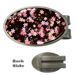 Pink Lilies On Black Money Clips (oval)  by SpinnyChairDesigns