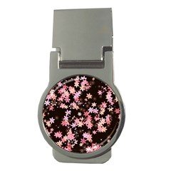 Pink Lilies On Black Money Clips (round)  by SpinnyChairDesigns