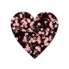 Pink Lilies On Black Heart Magnet by SpinnyChairDesigns