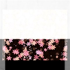 Pink Lilies On Black Rectangular Jigsaw Puzzl by SpinnyChairDesigns