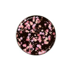 Pink Lilies On Black Hat Clip Ball Marker (10 Pack) by SpinnyChairDesigns