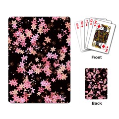 Pink Lilies On Black Playing Cards Single Design (rectangle) by SpinnyChairDesigns