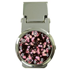 Pink Lilies On Black Money Clip Watches by SpinnyChairDesigns