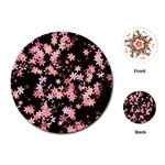 Pink Lilies on Black Playing Cards Single Design (Round) Front