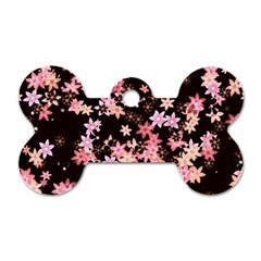 Pink Lilies On Black Dog Tag Bone (two Sides) by SpinnyChairDesigns