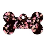 Pink Lilies on Black Dog Tag Bone (Two Sides) Front