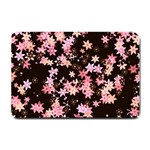 Pink Lilies on Black Small Doormat  24 x16  Door Mat