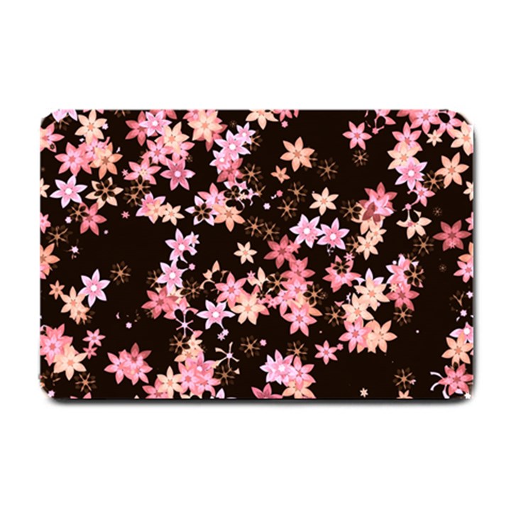 Pink Lilies on Black Small Doormat 