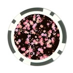 Pink Lilies on Black Poker Chip Card Guard Front