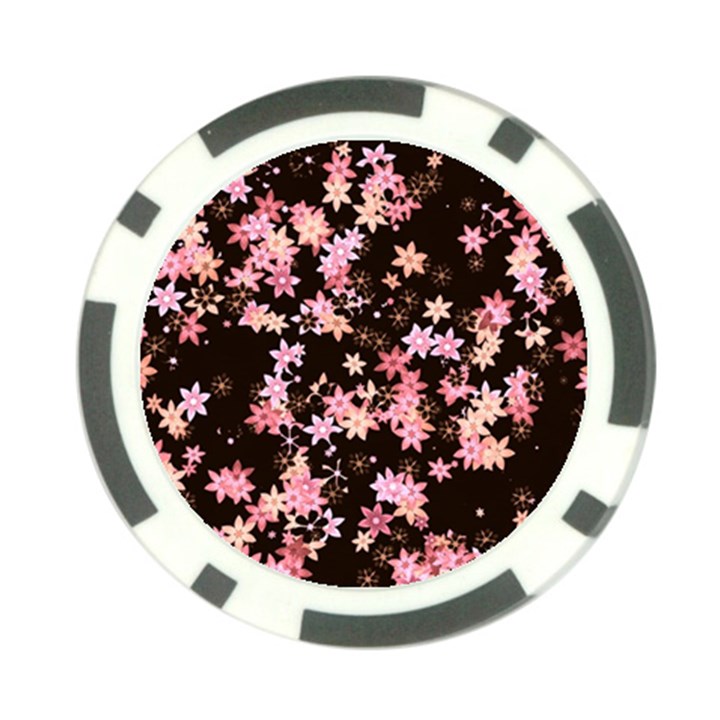 Pink Lilies on Black Poker Chip Card Guard