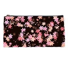 Pink Lilies On Black Pencil Case by SpinnyChairDesigns