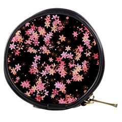 Pink Lilies On Black Mini Makeup Bag by SpinnyChairDesigns