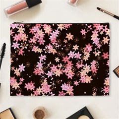 Pink Lilies On Black Cosmetic Bag (xl) by SpinnyChairDesigns