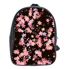 Pink Lilies On Black School Bag (large) by SpinnyChairDesigns