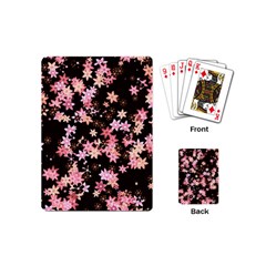 Pink Lilies On Black Playing Cards Single Design (mini) by SpinnyChairDesigns