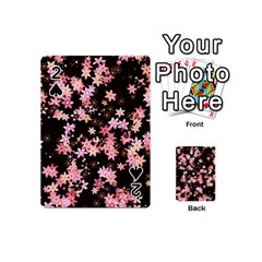 Pink Lilies On Black Playing Cards 54 Designs (mini) by SpinnyChairDesigns