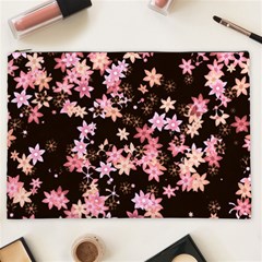 Pink Lilies On Black Cosmetic Bag (xxl) by SpinnyChairDesigns