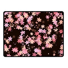 Pink Lilies On Black Double Sided Fleece Blanket (small)  by SpinnyChairDesigns