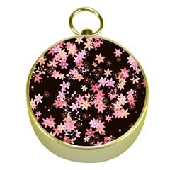 Pink Lilies On Black Gold Compasses by SpinnyChairDesigns