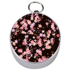 Pink Lilies On Black Silver Compasses by SpinnyChairDesigns