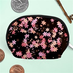 Pink Lilies On Black Accessory Pouch (medium) by SpinnyChairDesigns