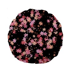 Pink Lilies On Black Standard 15  Premium Flano Round Cushions by SpinnyChairDesigns