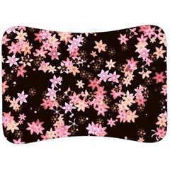 Pink Lilies On Black Velour Seat Head Rest Cushion by SpinnyChairDesigns