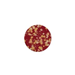 Gold And Tuscan Red Floral Print 1  Mini Magnets by SpinnyChairDesigns