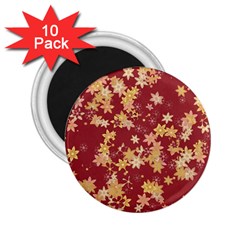 Gold And Tuscan Red Floral Print 2 25  Magnets (10 Pack)  by SpinnyChairDesigns