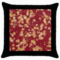 Gold And Tuscan Red Floral Print Throw Pillow Case (black) by SpinnyChairDesigns