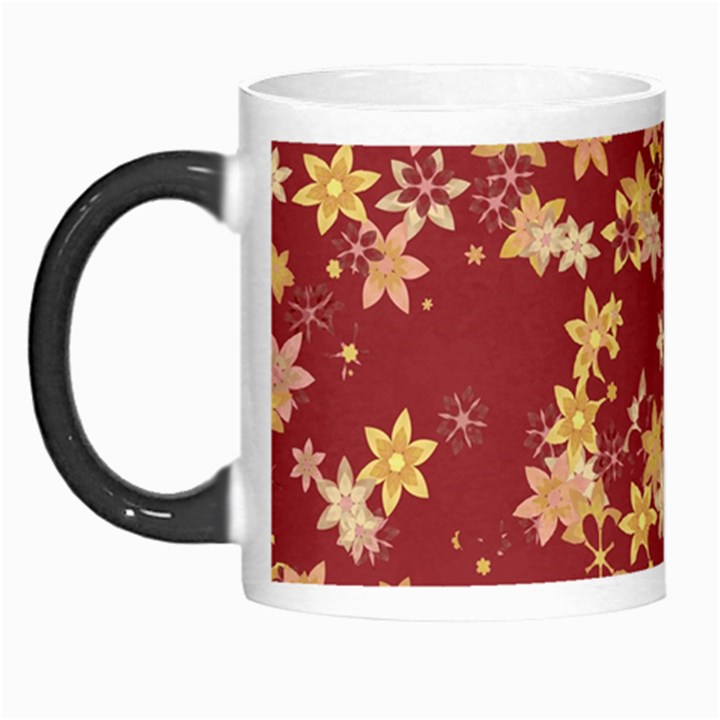 Gold and Tuscan Red Floral Print Morph Mugs