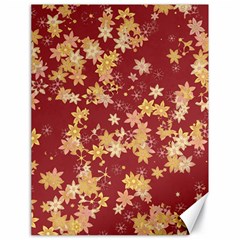 Gold And Tuscan Red Floral Print Canvas 18  X 24  by SpinnyChairDesigns