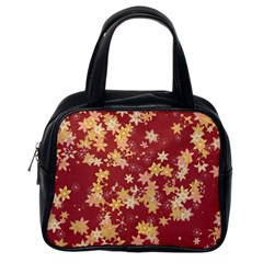 Gold And Tuscan Red Floral Print Classic Handbag (one Side) by SpinnyChairDesigns