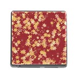 Gold and Tuscan Red Floral Print Memory Card Reader (Square 5 Slot) Front