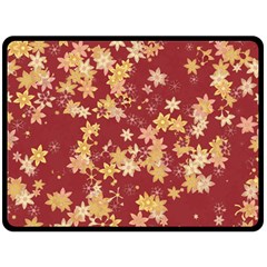 Gold And Tuscan Red Floral Print Fleece Blanket (large)  by SpinnyChairDesigns