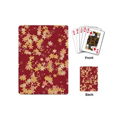 Gold And Tuscan Red Floral Print Playing Cards Single Design (mini) by SpinnyChairDesigns