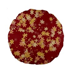 Gold And Tuscan Red Floral Print Standard 15  Premium Round Cushions by SpinnyChairDesigns