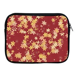 Gold And Tuscan Red Floral Print Apple Ipad 2/3/4 Zipper Cases