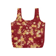 Gold And Tuscan Red Floral Print Full Print Recycle Bag (s) by SpinnyChairDesigns