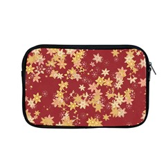 Gold And Tuscan Red Floral Print Apple Macbook Pro 13  Zipper Case by SpinnyChairDesigns