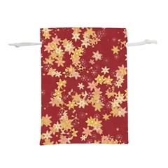 Gold And Tuscan Red Floral Print Lightweight Drawstring Pouch (s) by SpinnyChairDesigns