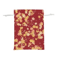 Gold And Tuscan Red Floral Print Lightweight Drawstring Pouch (l) by SpinnyChairDesigns